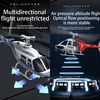 RC ERA C138 Bell 206 Scale-Hubschrauber 1:33, 6 Kanäle, Höhenhaltung, blau/weiß - RTF
