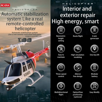 RC ERA C138 Bell 206 Scale-Hubschrauber 1:33, 6 Kanäle, Höhenhaltung, blau/weiß - RTF