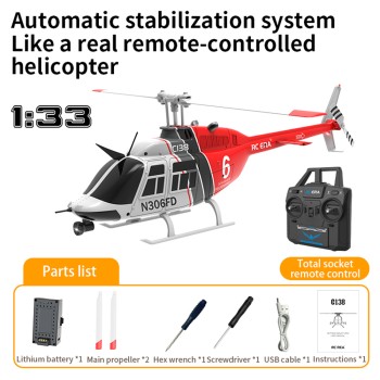 RC ERA C138 Bell 206 Scale-Hubschrauber 1:33, 6 Kanäle, Höhenhaltung, rot/weiß - RTF