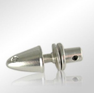 Propelleradapter mit Madenschrauben und Spinner, Alu 3,0mm silber