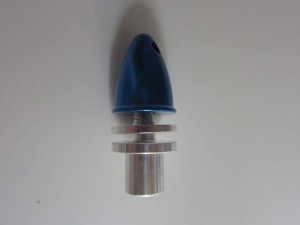 Propelleradapter mit Madenschrauben und Spinner, Alu 5,0mm blau