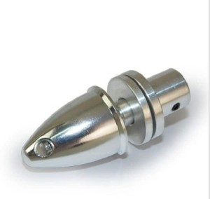 Propelleradapter mit Madenschrauben und Spinner, Alu 5,0mm silber