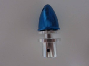 Propelleradapter mit Madenschrauben und Spinner, Alu 8,0mm blau