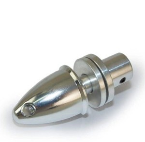 Propelleradapter mit Madenschrauben und Spinner, Alu 8,0mm silber