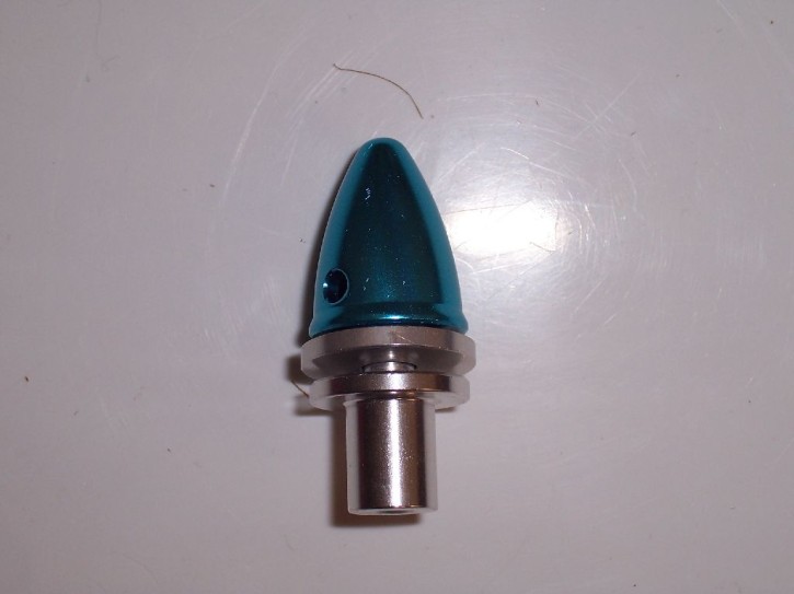 Propelleradapter mit Madenschrauben und Spinner, Alu 5,0mm blau