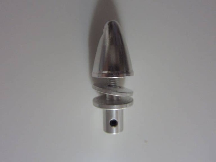 Propelleradapter mit Madenschrauben und Spinner, Alu 3,175mm silber, kurz