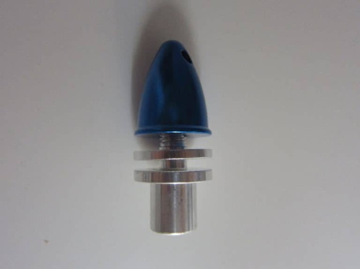Propelleradapter mit Madenschrauben und Spinner, Alu 5,0mm blau