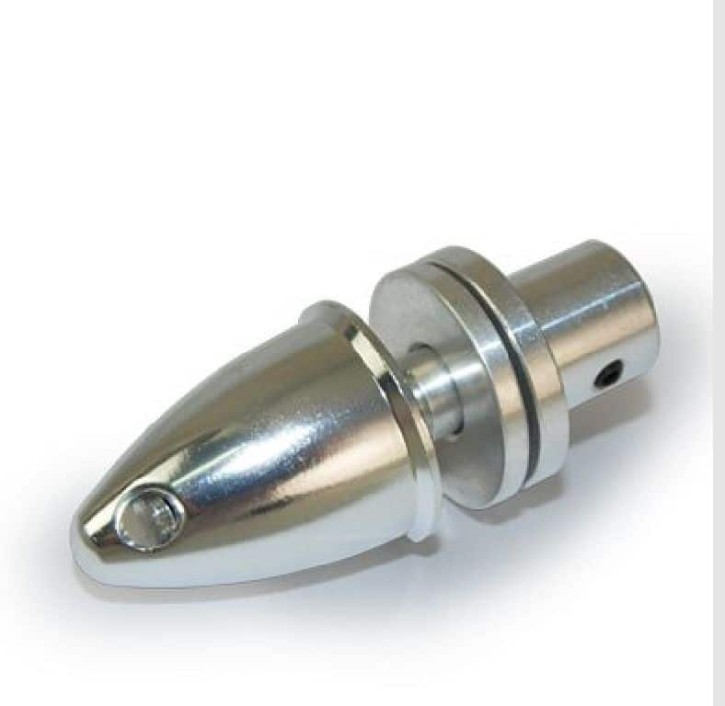 Propelleradapter mit Madenschrauben und Spinner, Alu 6,0mm silber